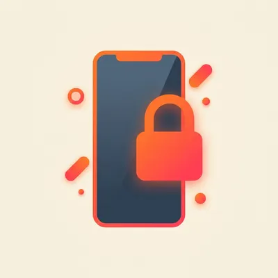 A phone with a padlock resting against it, drawn in the app's illustration style.
